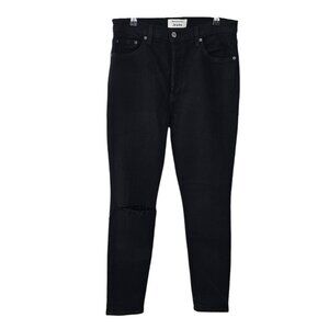 Reformation Womens Serena High Skinny Jeans, Black Destroyed, Button Fly Size 30